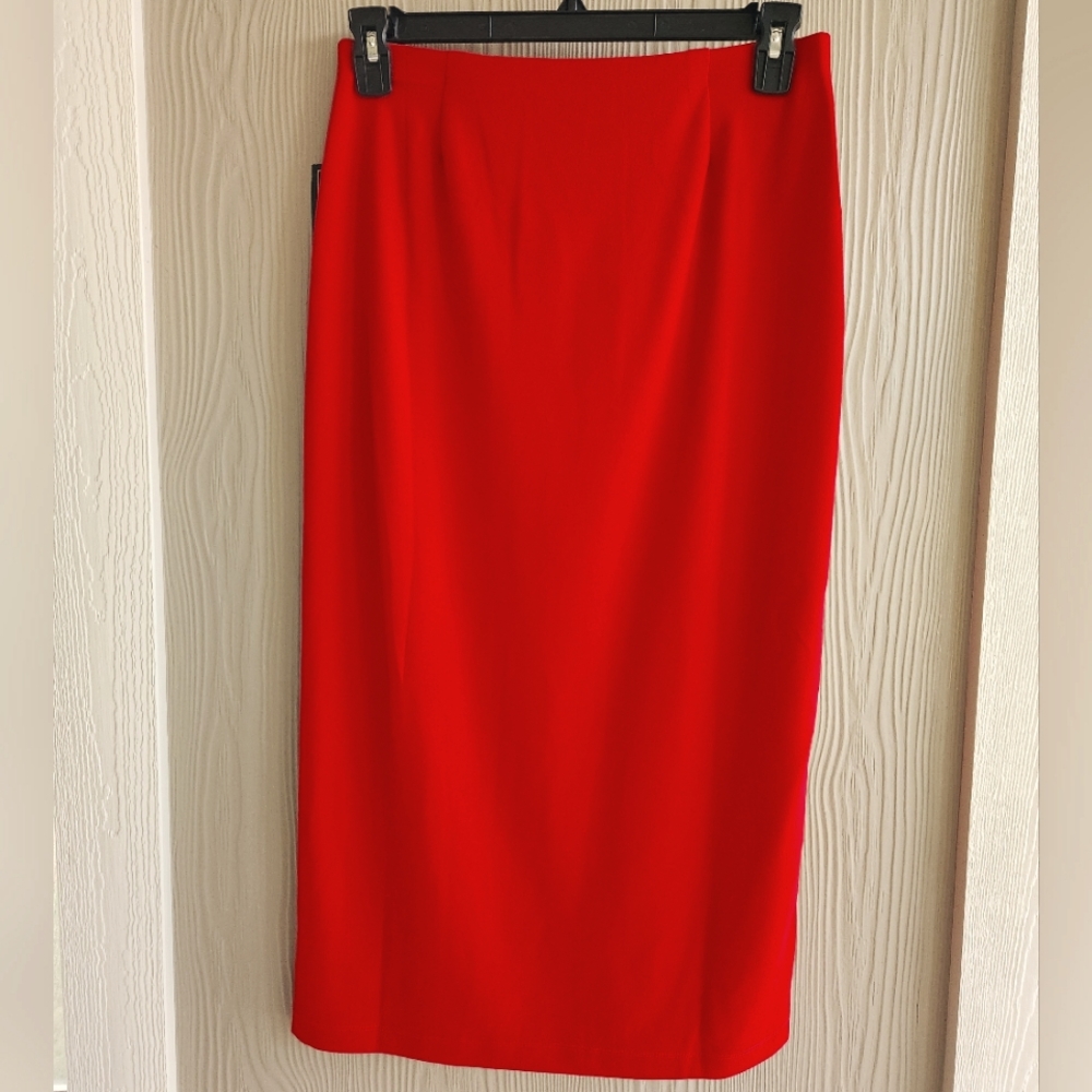 NYCC Red Midi Side Slit Skirt - Picture 9 of 12